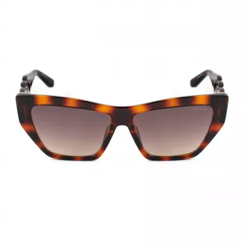 GUESS Moteriški akiniai nuo saulės GU00111-5652F – katės akies rėmelis iš tamsaus havana acetato su rudais gradientiniais lęšiais 56/14/130 mm