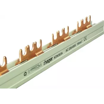 Hager KDN363A 3 polių fazių šyna, šakutės prijungimas, 10 mm², 63 A, 12 modulių