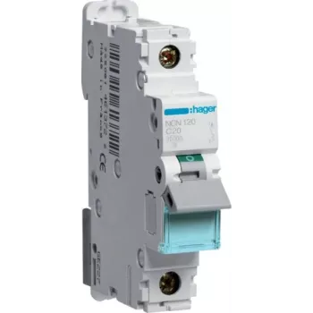 Hager NCN120 C kreivės 20 A vienpolis automatinis jungiklis, 1 modulis, 6 kA