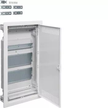 HAGER VU36NWB Plastikinis PT daugialypės terpės skirstomasis skydas, 2 plokštės, 1x TH35, IP30, 630,5x348x94,5 mm, ventiliuojamos durelės, balta spalva Volta