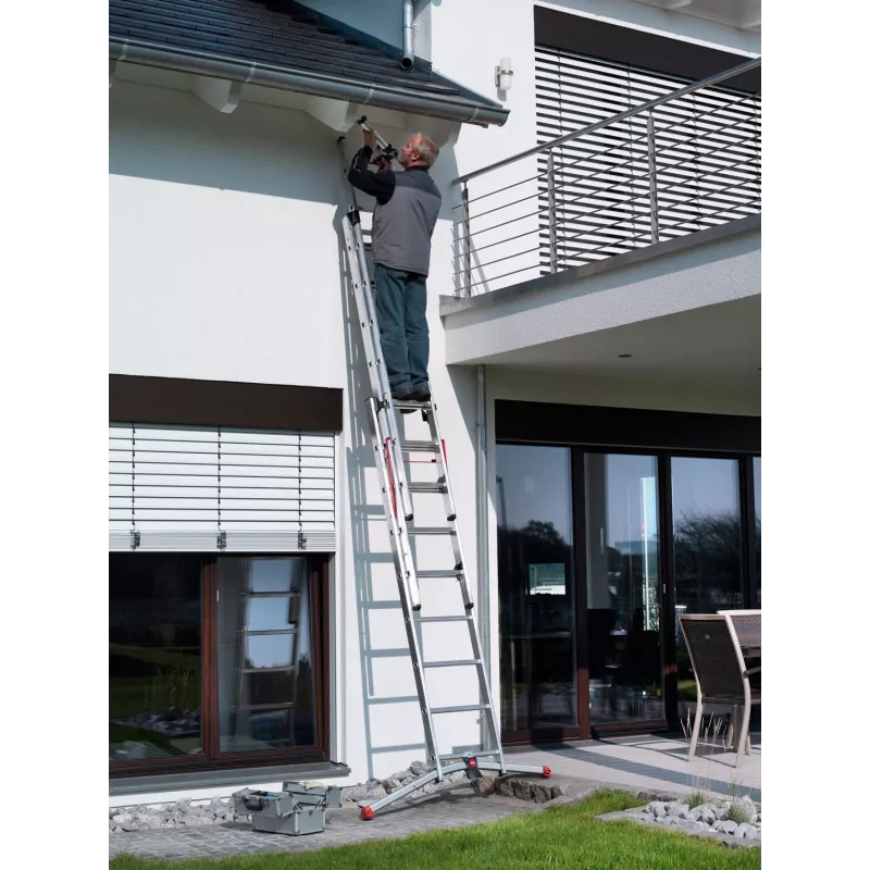 Hailo S100 ProfiLOT universališkos kopėčios, aliuminės, 2x6+1x5 laiptelių, 3 dalių, maks. apkrova 150 kg