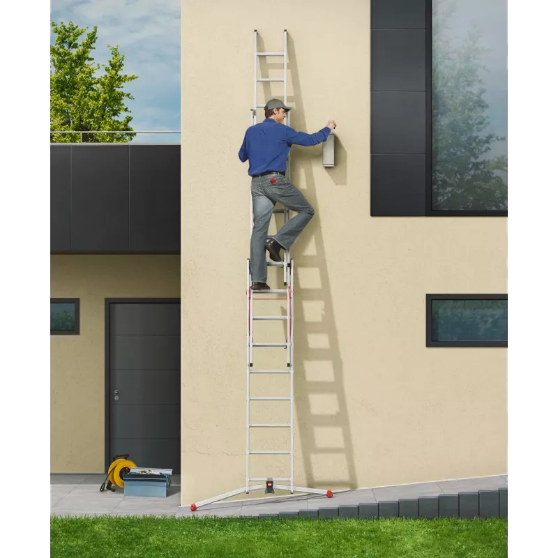 Hailo S100 ProfiLOT universališkos kopėčios, aliuminės, 2x6+1x5 laiptelių, 3 dalių, maks. apkrova 150 kg