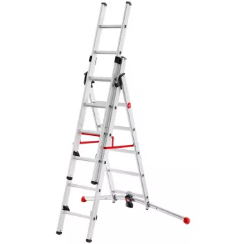 Hailo S100 ProfiLOT universališkos kopėčios, aliuminės, 2x6+1x5 laiptelių, 3 dalių, maks. apkrova 150 kg