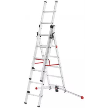 Hailo S100 ProfiLOT kombinuotos kopėčios, aliuminis, 3 dalių, 2x9+1x8 laiptelių, maks. darbinis aukštis 7,00 m