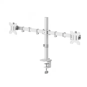 Hama 00220904 Dvigubo monitoriaus laikiklis – reguliuojamas aukštis, sukimas ir pakreipimas, tvirtinimas prie stalo (clamp/grommet), 13–35 colių, juodas