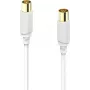 Hama antenos kabelis, koaksialinis kištukas į lizdą, auksuotas, 1,5 m, 120 dB, baltas 00202023