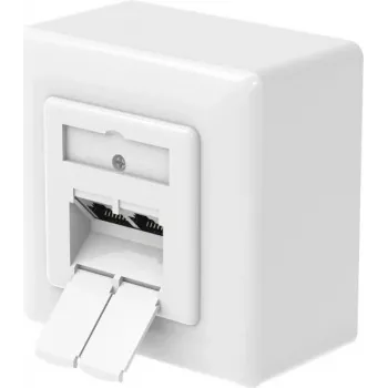 Hama CAT-6a tinklo lizdas, 2 prievadai RJ45, 10 Gbit/s, ekranuotas, paviršinis/įleidžiamas montavimas, baltas 00200774