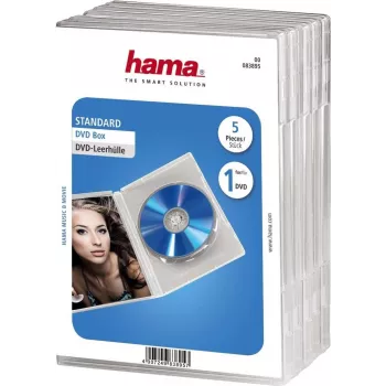 Hama DVD dėklas Jewel Case, 1 diskui, permatomas, 5 vnt. 00083895