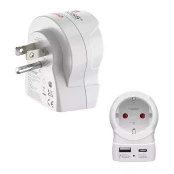 Hama Travel Adapter EU to US 1x USB-A USB-C P - Cable - Digital/Data