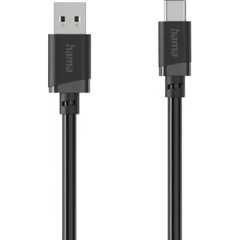 Hama USB-A į USB-C įkrovimo ir duomenų kabelis, 2 m, juodas 00201812