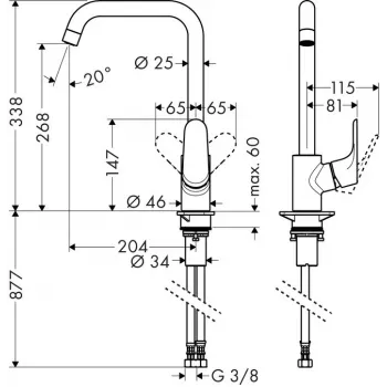 HANSGROHE Focus virtuvinis maišytuvas 31820000 chromuotas