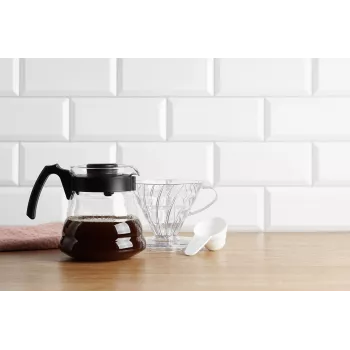 HARIO V60-01 plastikinis kavos lašintuvas skaidrus 1–2 puodeliams
