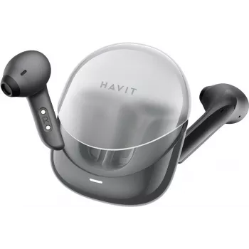 HAVIT Modern Buds True Wireless Stereo ausinės su Bluetooth 5.3, ENC mikrofonu, IPX4 atsparumu vandeniui, jutiklinėmis valdymo funkcijomis, žemo delsos žaidimų režimu, USB-C įkrovimo dėklu, juodos