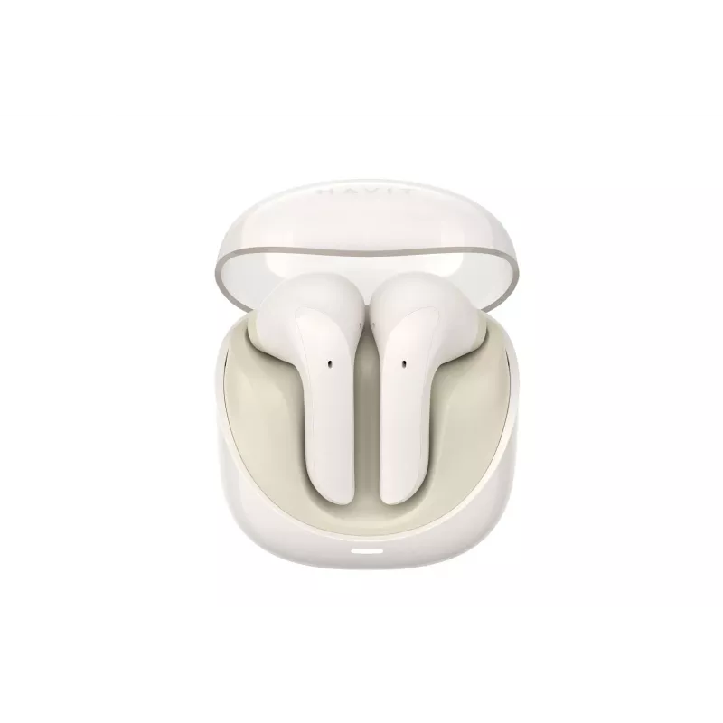 HAVIT TW974 Modern Buds True Wireless Stereo ausinės su Bluetooth 5.3, 10 mm tvarkyklėmis, IPX4, jutikliniais valdymais, USB-C įkrovimo dėklu, 20 h viso grojimo – smėlio spalvos