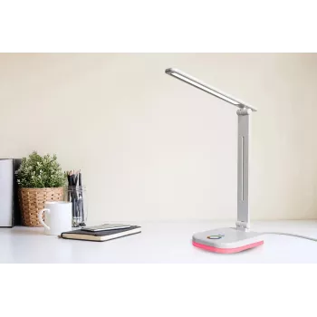 Hawk HWDL001WH LED stalinė lempa balta, 7W, jutiklinis reguliavimas, 3 spalvų temperatūros, USB įkrovimo prievadas