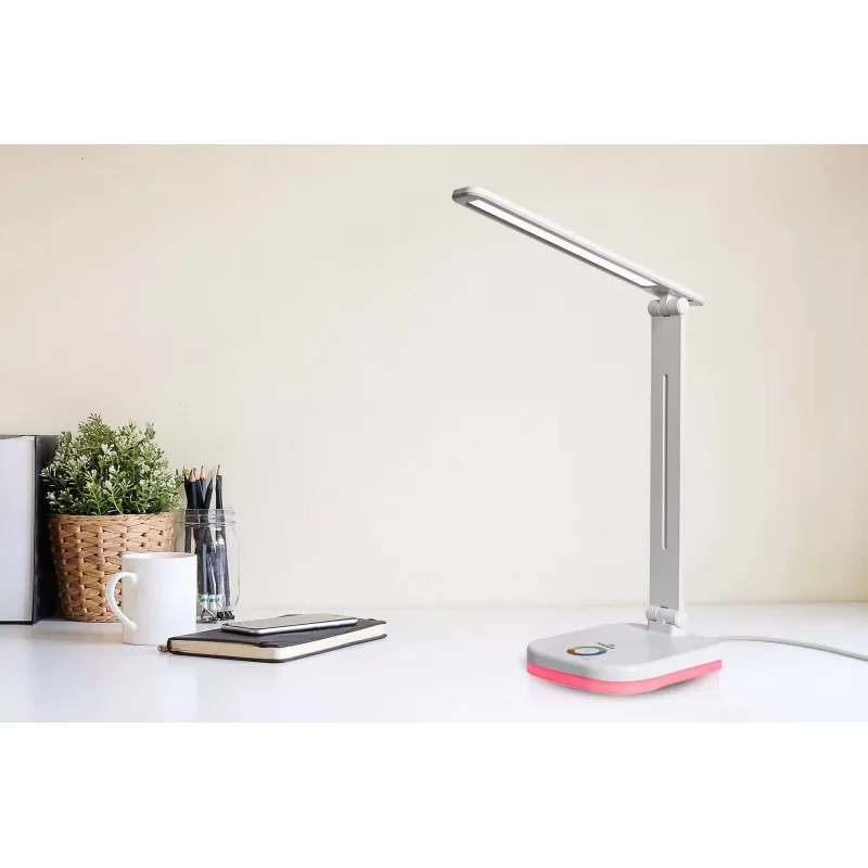 Hawk HWDL001WH LED stalinė lempa balta, 7W, jutiklinis reguliavimas, 3 spalvų temperatūros, USB įkrovimo prievadas