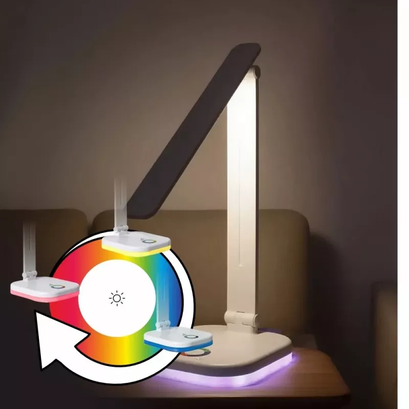 Hawk HWDL001WH LED stalinė lempa balta, 7W, jutiklinis reguliavimas, 3 spalvų temperatūros, USB įkrovimo prievadas