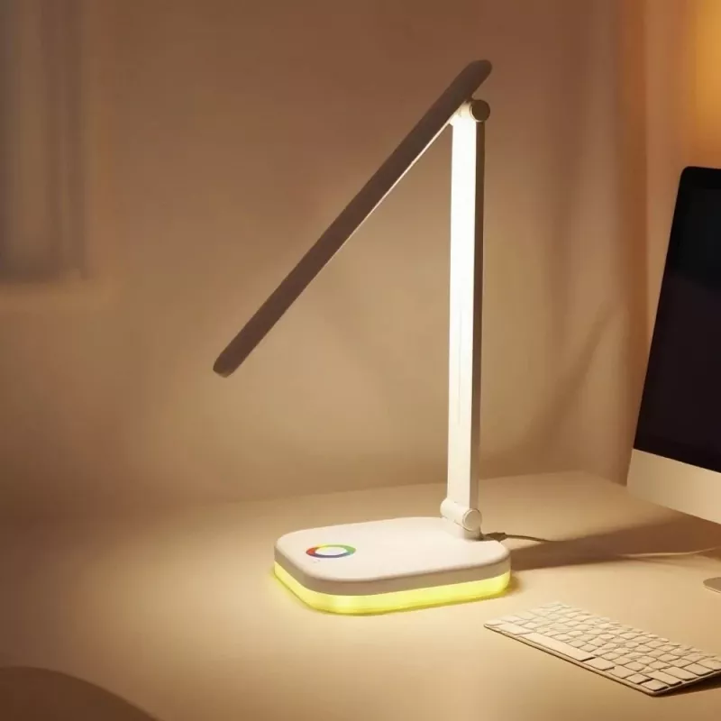 Hawk HWDL001WH LED stalinė lempa balta, 7W, jutiklinis reguliavimas, 3 spalvų temperatūros, USB įkrovimo prievadas