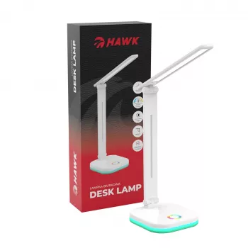 Hawk HWDL001WH LED stalinė lempa balta, 7W, jutiklinis reguliavimas, 3 spalvų temperatūros, USB įkrovimo prievadas