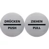 HELIT H6271800 nerūdijančio plieno traukimo ženklas, lipnus, sidabrinis su juodu spaudu, 115 mm skersmens