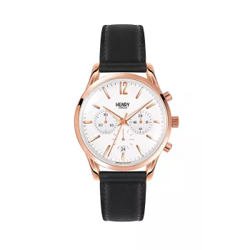 HENRY LONDON Moteriškas Laikrodis HL39-CS-0036 39mm Rožinio Aukso Spalvos Nerūdijančio Plieno Korpusas, Žalias Ciferblatas, Žalias Odinis Dirželis