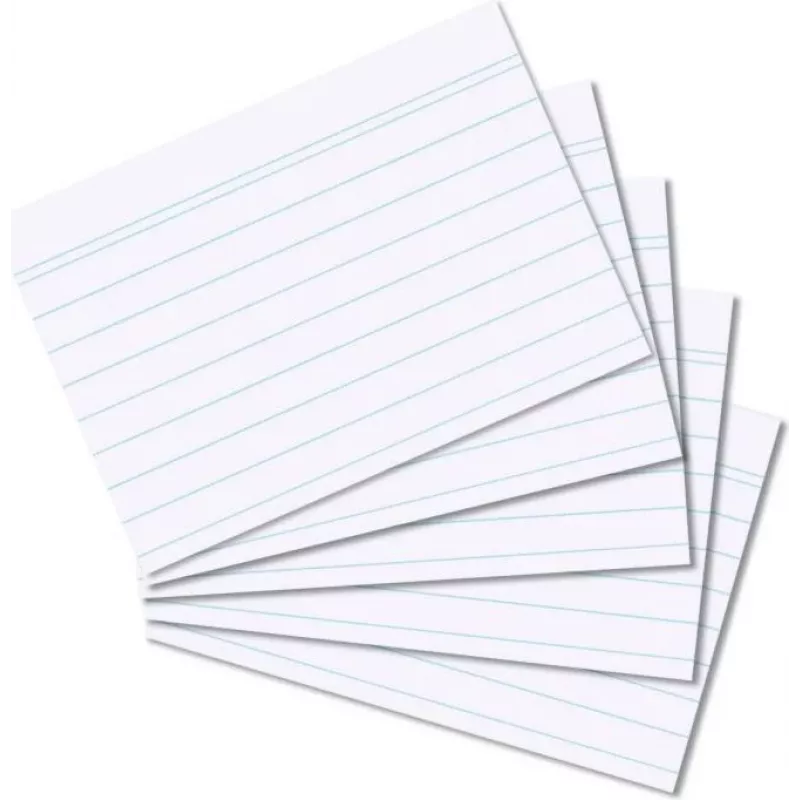 HERLITZ indeksavimo kortelės DIN A8, linijinės, baltos, 170g, be medienos, mėlynos linijos, 100 vnt.