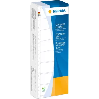 HERMA 8161 baltos fan-fold etiketės, nuolatinis klijavimas, matinės, 88,9 x 35,7 mm, 2000 vnt.