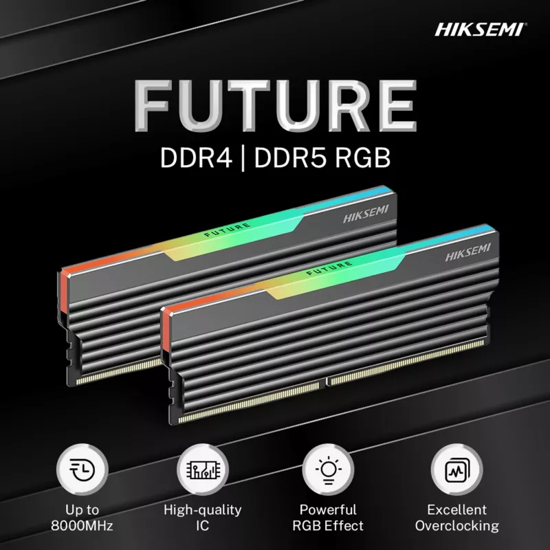HIKSEMI Future RGB 16GB rinkinys (2x8GB) 3600MHz DDR4 darbalaukio žaidimų atmintis, juoda