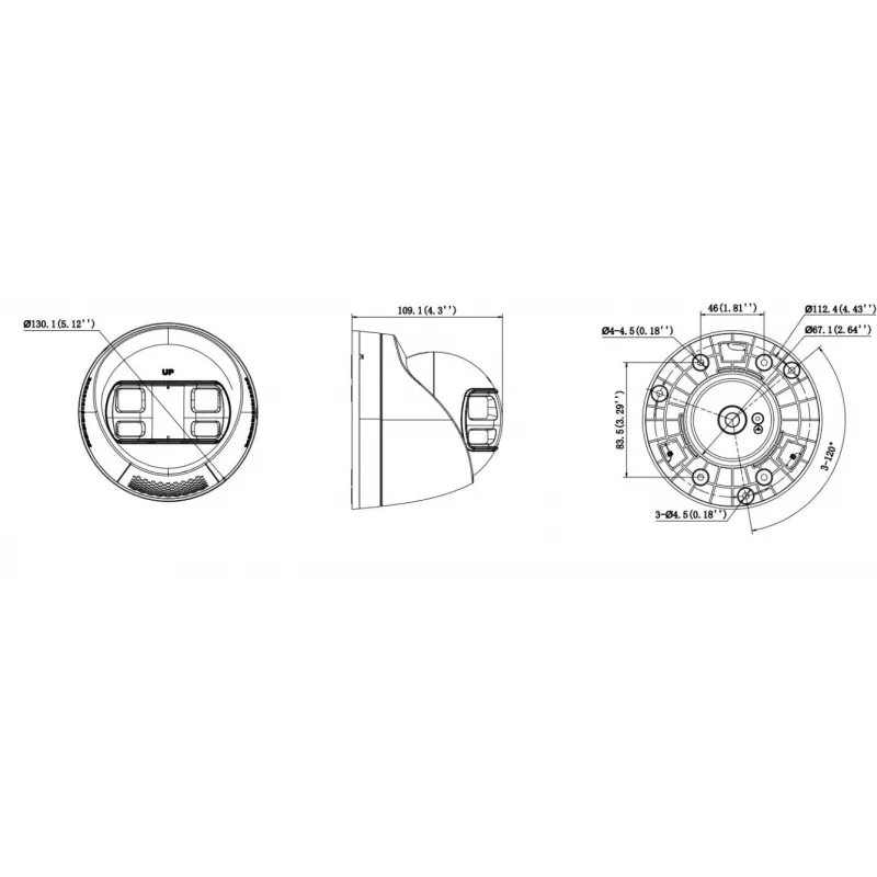 Hikvision DS-2CD1383G2P-LIUF/SL 8 MP Smart Hybrid Light Turret IP kamera su dvipusiu garsu, 2.0 mm objektyvas