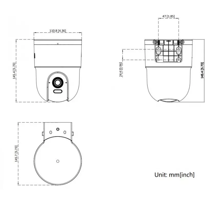 Hikvision DS-2CD1F47G3H-LIUF/SX 4MP fiksuoto objektyvo kupolinė tinklo kamera su įmontuotu mikrofonu, 2,8 mm objektyvas, IP67, IK10, PoE