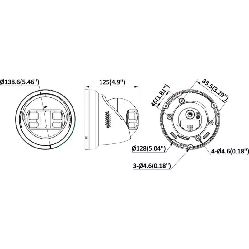 Hikvision DS-2CD2387G3P-LIS2UY/SL 8MP kupolinė IP vaizdo kamera, 180° panoraminė, AcuSense, PoE, IP67