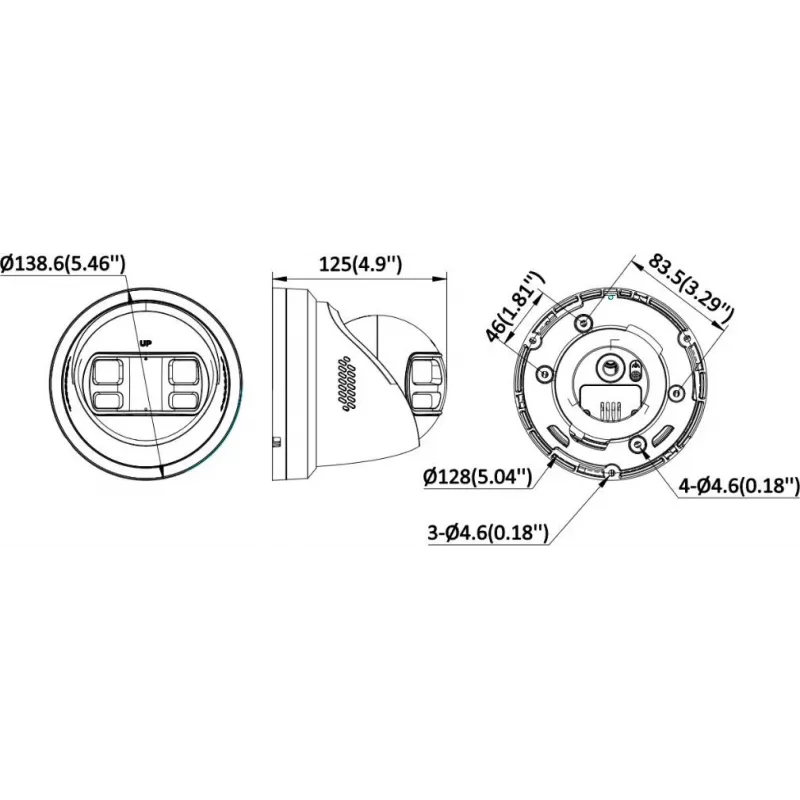 Hikvision DS-2CD2387G3P-LIS2UY/SL 8MP kupolinė IP vaizdo kamera, 180° panoraminė, AcuSense, PoE, IP67