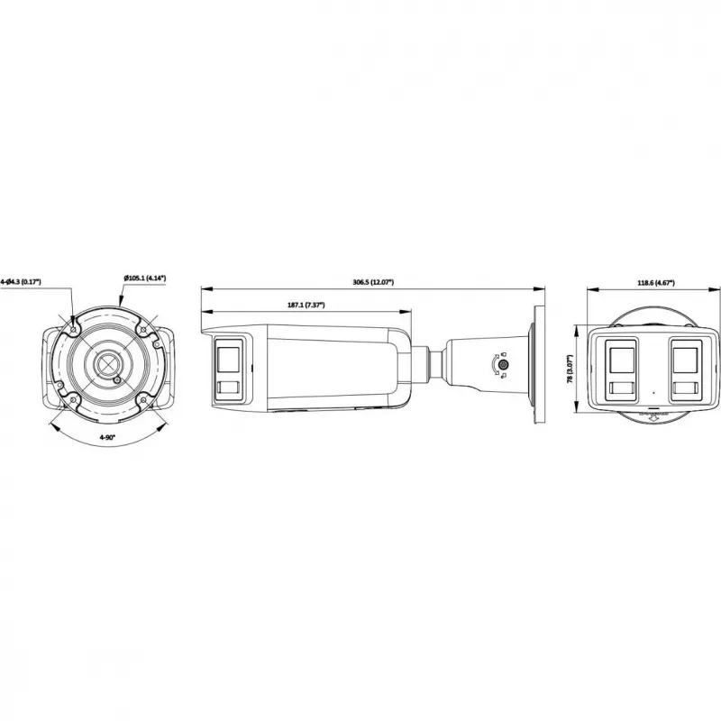 Hikvision DS-2CD2T167G3P-LIS2UY/SL(180°) 16MP panoraminė IP vaizdo kamera – ColorVu AcuSense