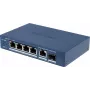 Hikvision DS-3E1506P-EI/M-4P1T1F(O-STD) nevaldomas komutatorius su 4 PoE+ prievadais, 1 Gigabit RJ45 ir 1 SFP magistrale