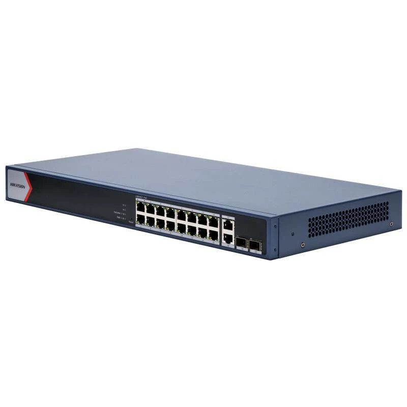 Hikvision DS-3E1520P-EI(O-STD) 20 prievadų Gigabit valdomas PoE+ komutatorius, 16x PoE+ 230W, 2x SFP
