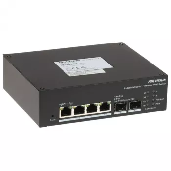 Hikvision DS-3T1506HP-EI-UPS LinkVu Smart Managed Industrial Solar PoE Switch, 6-Port, 4x PoE++ 90W, 110W Budget, Built-in UPS