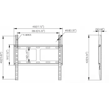 Hikvision Wall Mount Kit for Monitor - SPCC Cold Rolled Steel - Black - Screen Size: 42 inch-55 inch (106.7-139.7 cm)