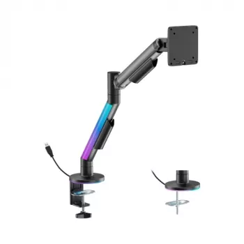 HISMART 17-40 dujinis monitoriaus laikiklis su RGB apšvietimu, juodas