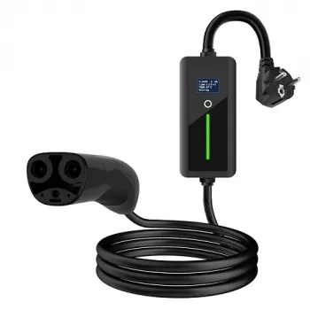 HISMART nešiojamas EV įkroviklis, skirtas Tesla NACS – Schuko (220V), 8-16A, 3,5kW, 1 fazė, 5m