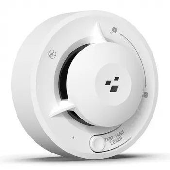 HISMART TV993451 išmanusis nuotolinio valdymo dūmų detektorius su Wi-Fi ir Tuya programėle, baltas