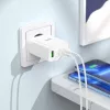 HOCO 35W dvigubas USB-C + USB-A PD & QC3.0 sieninis įkroviklis su USB-C į Lightning kabeliu, baltas