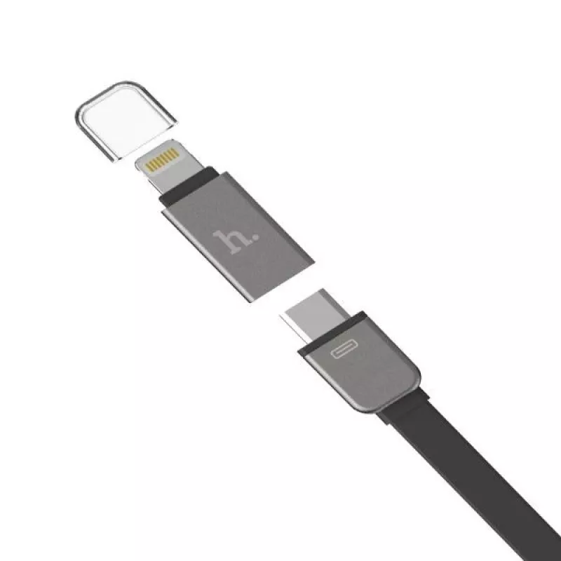 Hoco Universal UCL01 Multifunction Apple + Micro USB kabelis, sidabrinis, 1,2 m
