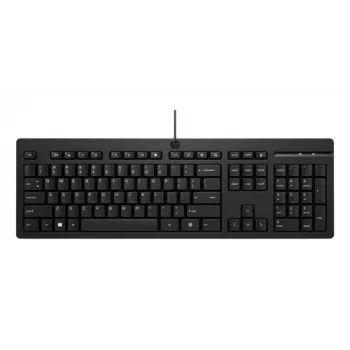 HP 125 G2 USB laidinė klaviatūra - pilno dydžio QWERTY, membraninė, su skaitmenine klaviatūra, juoda