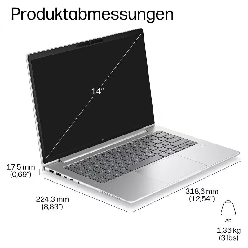 HP EliteBook 6 G2i Notebook AI - Intel Core 7 350 / 1.5 GHz - 32 GB RAM - 1 TB SSD - 14 colių WUXGA IPS - Windows 11 Pro - Wi-Fi 7 - sidabrinis