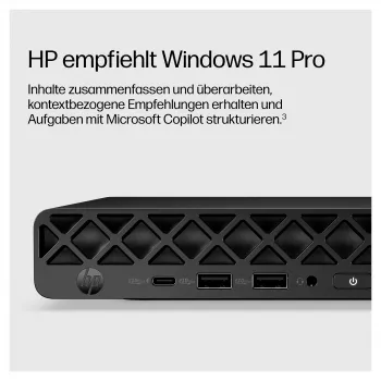 HP EliteDesk 8 Mini G2a Mini PC, AMD Ryzen AI 5 435, 16GB RAM, 512GB SSD, Windows 11 Pro, juoda