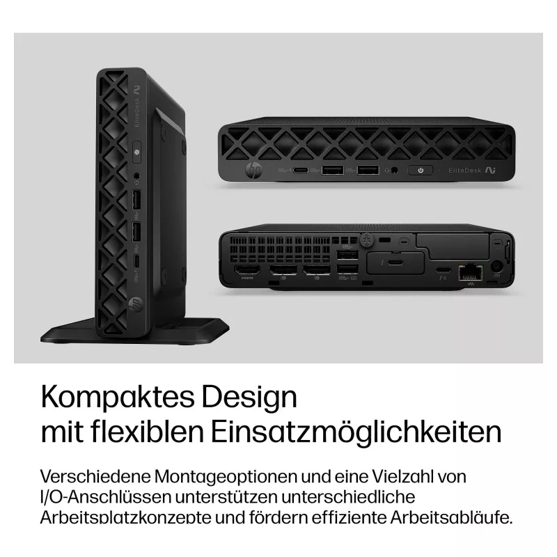 HP EliteDesk 8 Mini G2i mini kompiuteris, Intel Core Ultra 7 356H, 32 GB DDR5 RAM, 1 TB NVMe SSD, Windows 11 Pro, juodas