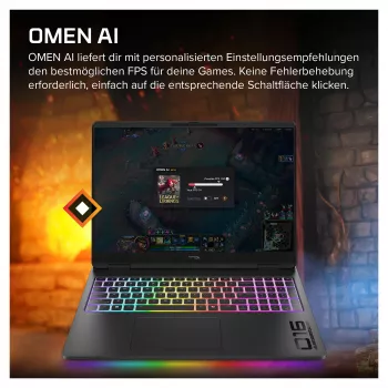 HP HyperX OMEN 16-ah1470ng žaidimų nešiojamasis kompiuteris, AMD Ryzen 7, RTX 5070 Ti, 32GB RAM, 1TB SSD, 16.1 inch QHD 270Hz, Windows 11 Home