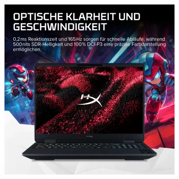 HP HyperX OMEN 16-am2170ng žaidimų nešiojamasis kompiuteris, 16,1 colio QHD 165Hz, Intel Core i7-14650HX, 16GB RAM, 512GB SSD, GeForce RTX 5070, FreeDOS, vokiška klaviatūra