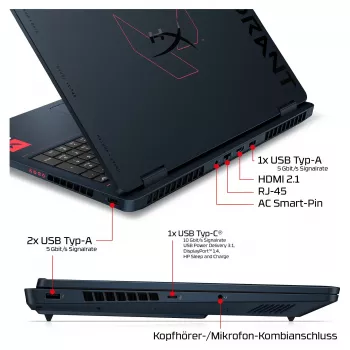 HP OMEN 16-ah1490ng žaidimų nešiojamasis kompiuteris, 16.1 inch QHD 165Hz, Intel Core 9 270HX, 32GB DDR5, 1TB SSD, RTX 5080, Windows 11 Home, vokiška klaviatūra