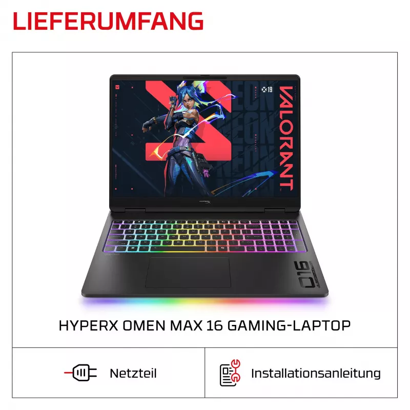 HP OMEN 16-ah1490ng žaidimų nešiojamasis kompiuteris, 16.1 inch QHD 165Hz, Intel Core 9 270HX, 32GB DDR5, 1TB SSD, RTX 5080, Windows 11 Home, vokiška klaviatūra
